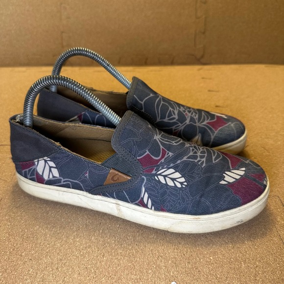 OluKai Shoes - Olukai‎ Pehuea Print Slip On Sneakers Womens 8.5 Blue Floral 20339-DEST